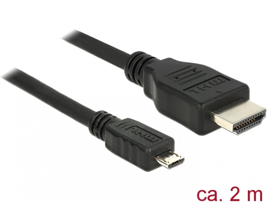 Cablu micro usb-b mhl 3.0 la hdmi 4k 2m, delock 83649