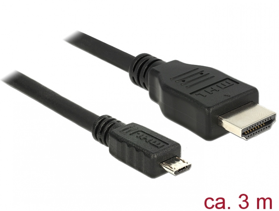 Cablu micro usb-b mhl 3.0 la hdmi 4k 3m, delock 83650