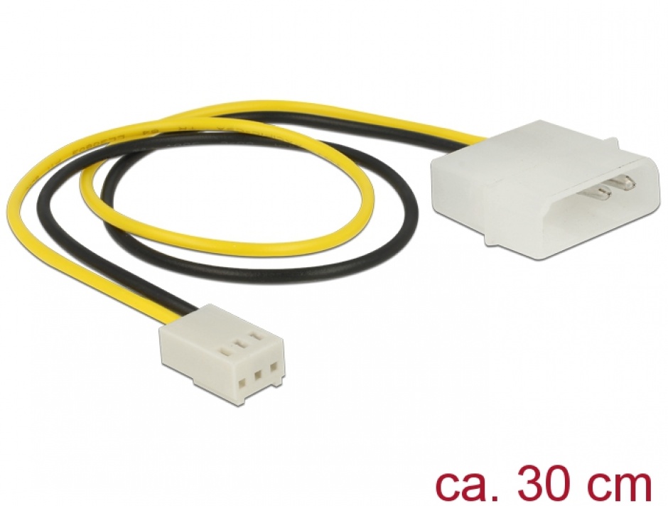 Cablu de alimentare Molex la ventilator 3 pini T-M 30cm, Delock 83659 conectica.ro