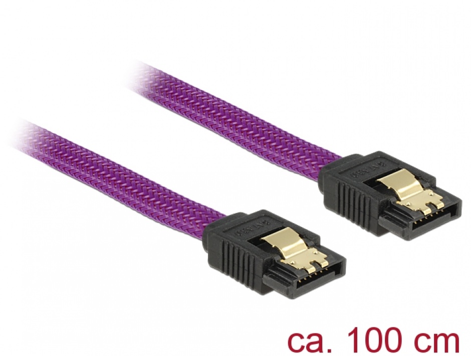 Cablu SATA III 6 Gb/s 100cm drept Premium, Delock 83692 100cm