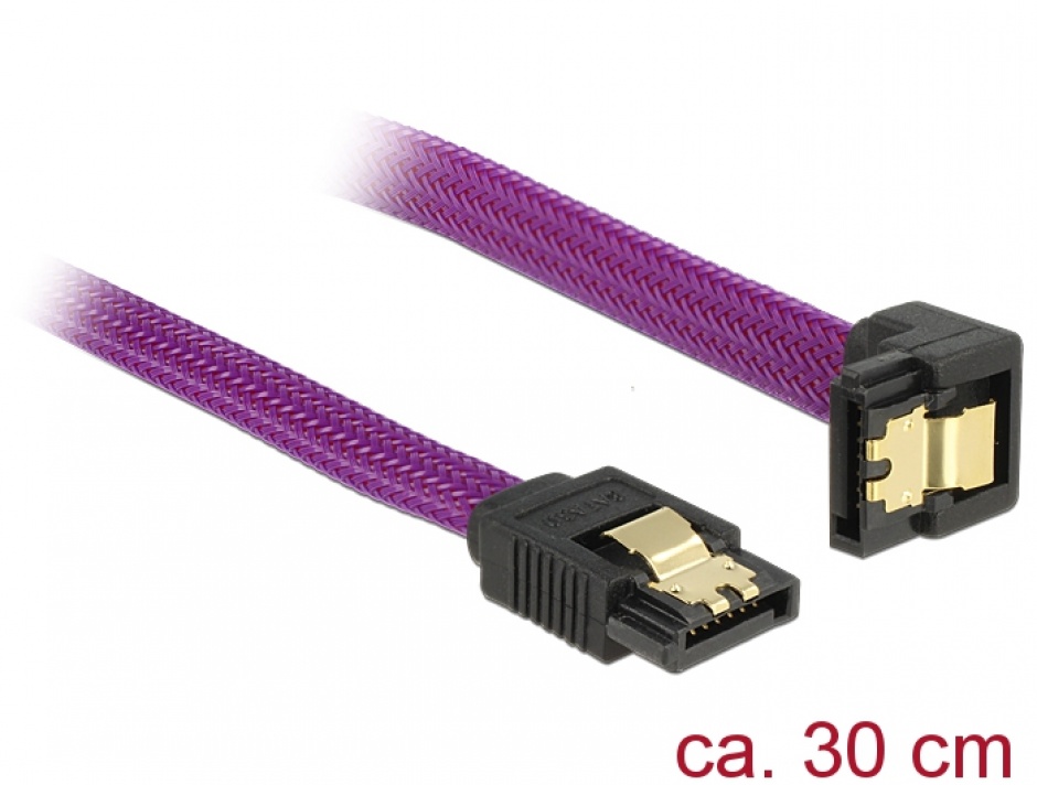 Cablu SATA III 6 Gb/s 30cm drept/unghi Premium, Delock 83695 30cm
