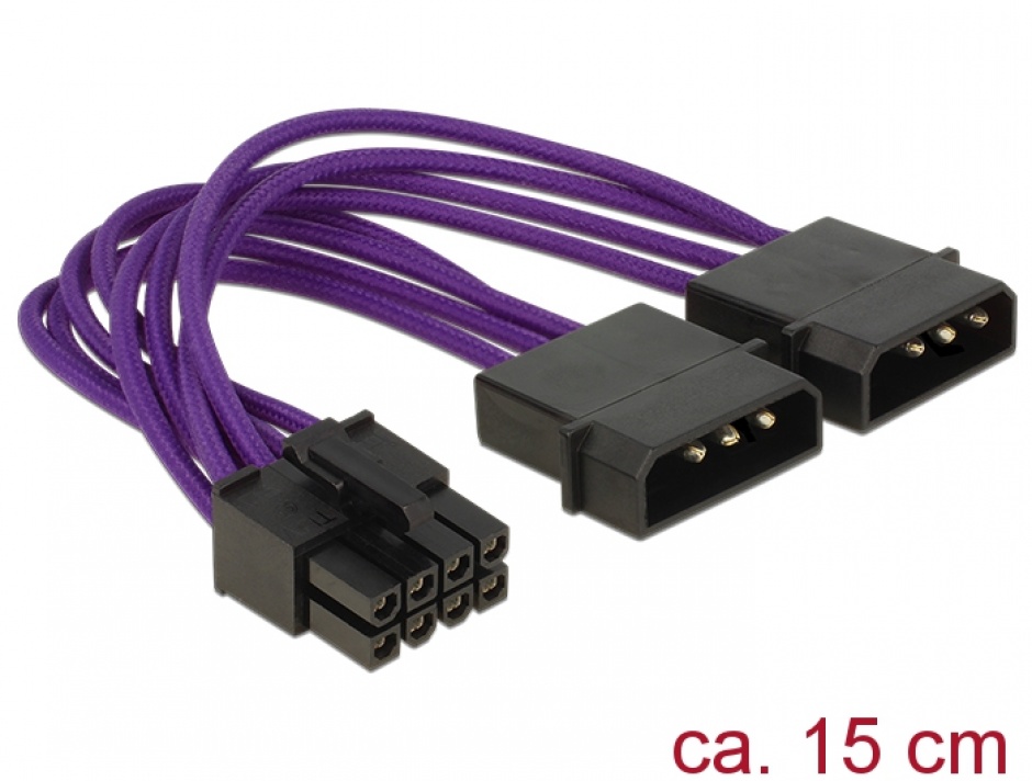 Cablu de alimentare 8 pini EPS la 2 x Molex, Delock 83703 conectica.ro