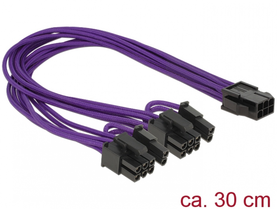 Cablu alimentare PCI Express 6 pini la 2 x 8 pini M-T, Delock 83704 imagine noua