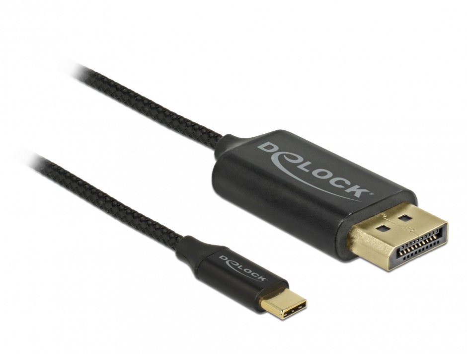 Cablu USB-C la DisplayPort (DP Alt Mode) 4K 60Hz T-T 1m coaxial, Delock 83709 conectica.ro imagine noua tecomm.ro