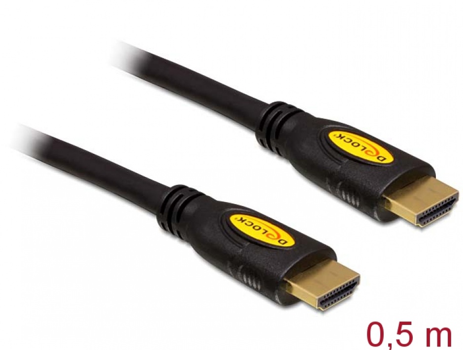 Cablu HDMI 4K cu Ethernet v1.4 T-T 0.5m, Delock 83737 imagine noua