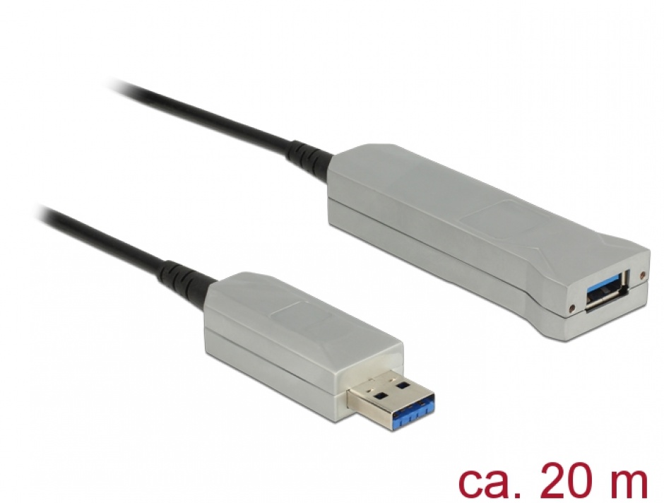 Cablu prelungitor USB 3.0 optic activ T-M 20m, Delock 83739 20m