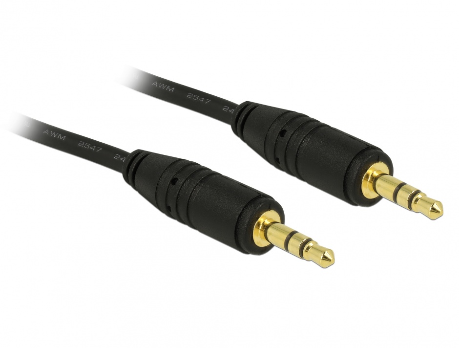 Cablu stereo jack 3.5mm 3 pini Negru T-T 2m, Delock 83746 2m imagine noua 2022