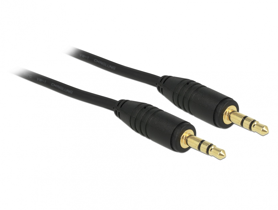 Cablu stereo jack 3.5mm 3 pini Negru T-T 3m, Delock 83748