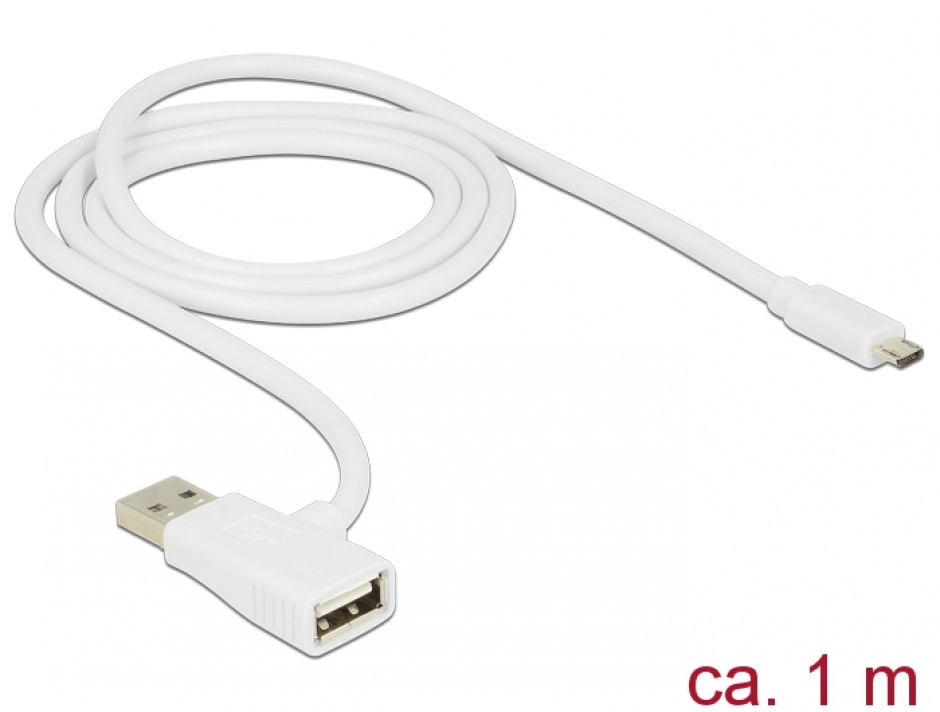 Cablu Quick/Fast Charge (incarcare rapida) USB 2.0 la micro USB-B 1m, Delock 83774 1m imagine noua 2022