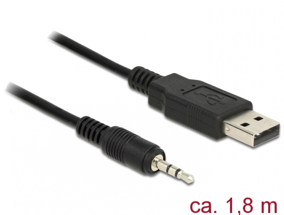 Cablu USB TTL la jack 2.5 mm 3 pini stereo T-T 1.8 m (3.3 V ), Delock 83789 conectica.ro