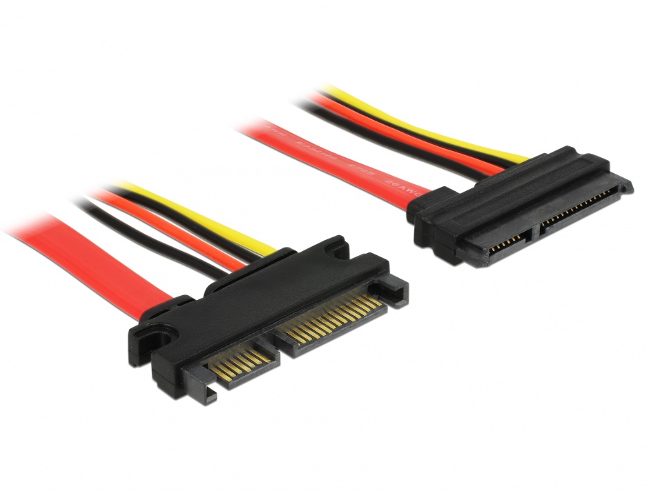 Cablu prelungitor SATA III 22 pini 6 Gb/s T-M (5V+12V) 10cm, Delock 83802 (5V+12V)