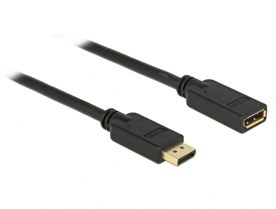 Cablu prelungitor DisplayPort v1.2 4K 60Hz 1m T-M Negru, Delock 83809 60Hz