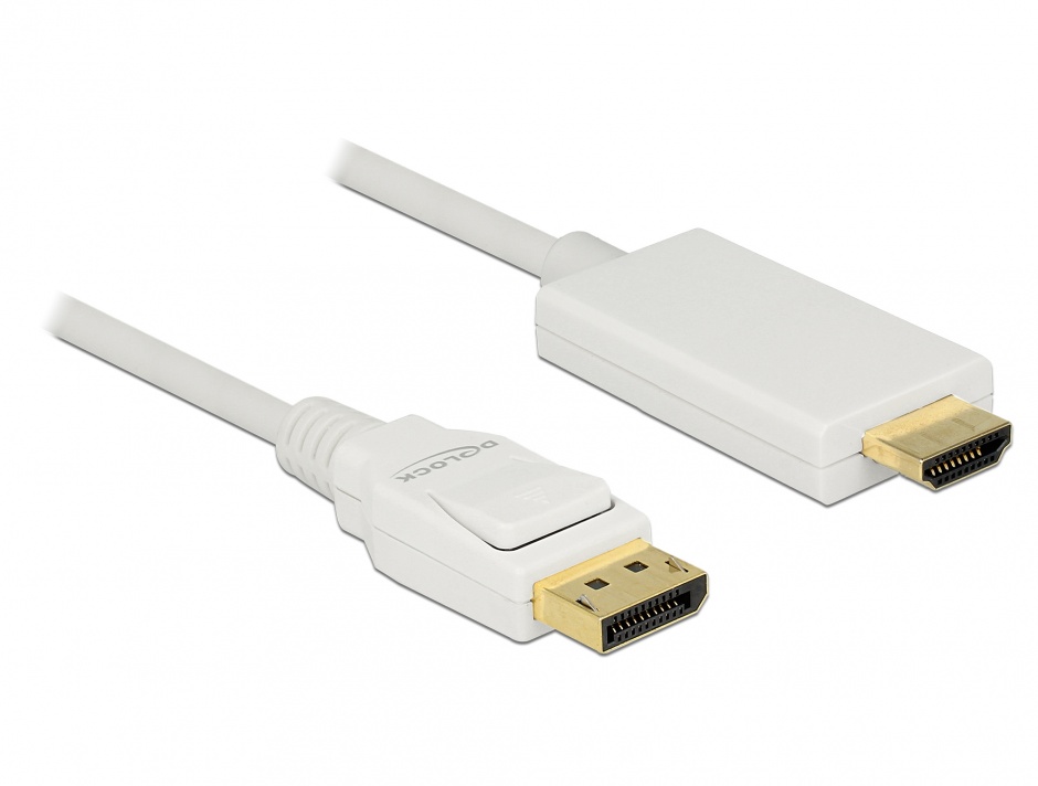 Cablu Displayport 1.2 la HDMI T-T pasiv 4K alb 2m, Delock 83818 conectica.ro imagine noua tecomm.ro
