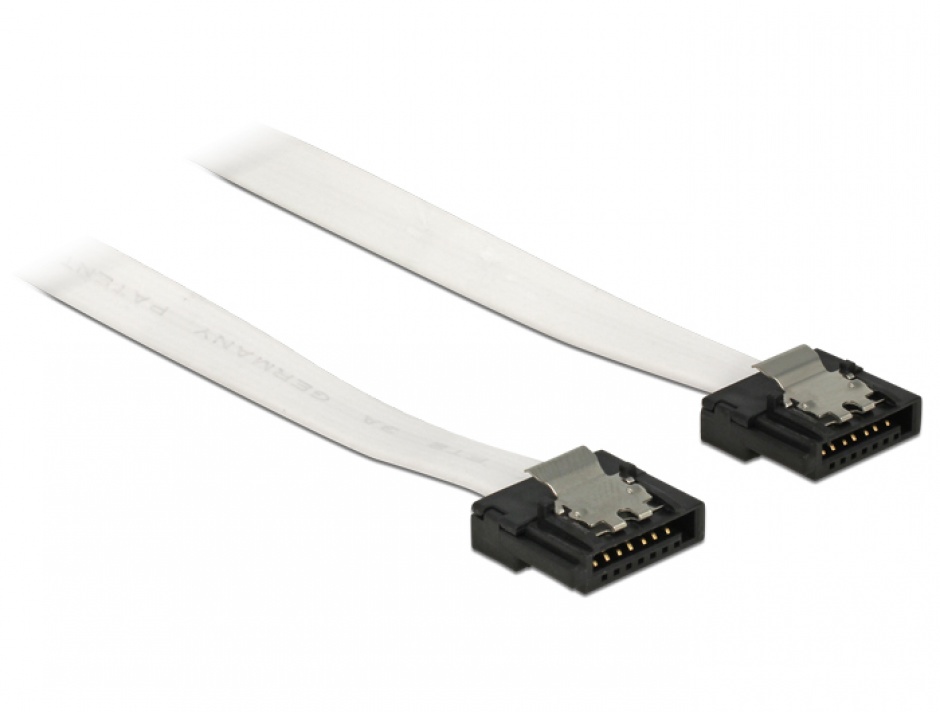 Cablu SATA III 6 Gb/s FLEXI 10 cm white metal, Delock 83830