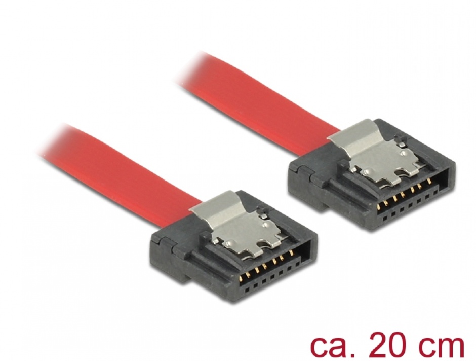 Cablu SATA III 6 Gb/s FLEXI 20cm Rosu metal, Delock 83833 conectica.ro