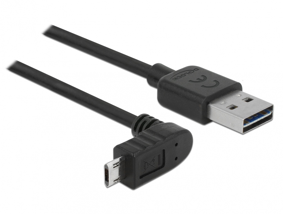 Cablu EASY-USB 2.0 tip A la micro USB-B EASY-USB unghi sus/jos T-T 3m Negru, Delock 83857 2.0 imagine noua 2022