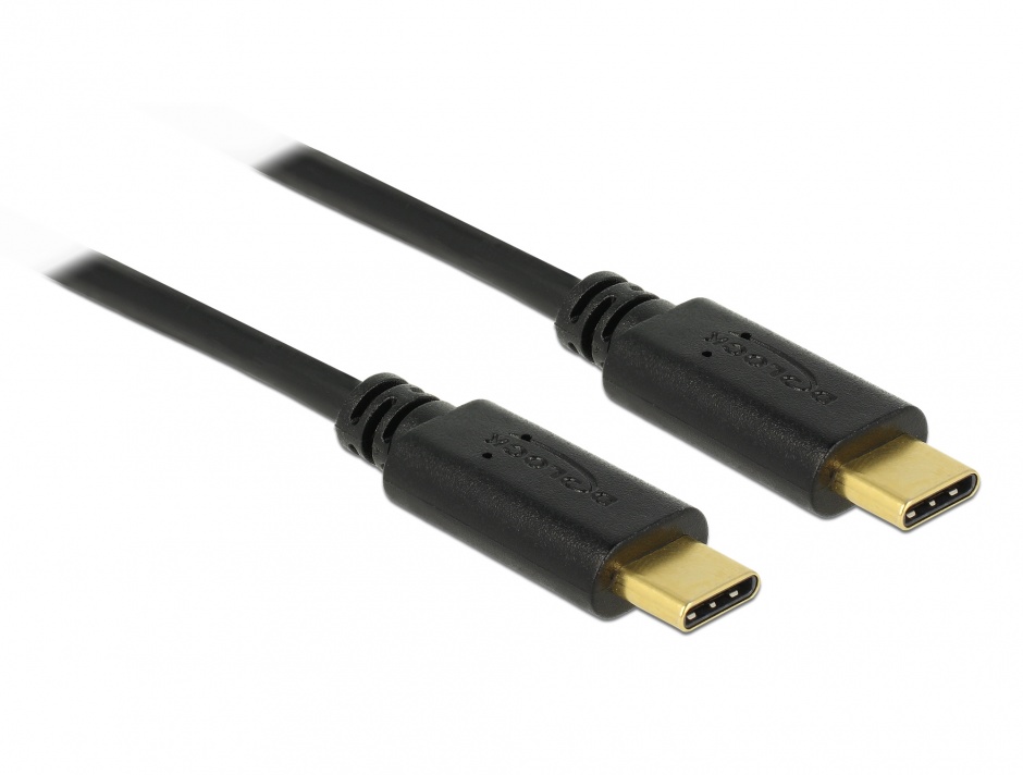 Cablu USB 2.0 tip C T-T Negru 3m 3A, Delock 83867 imagine noua