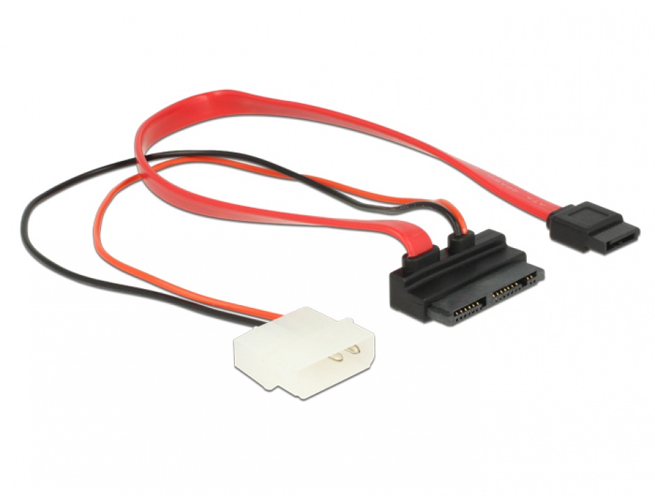 Cablu Micro SATA la SATA 7 pini + alimentare 2 pini unghi 5V 30cm, Delock 83911