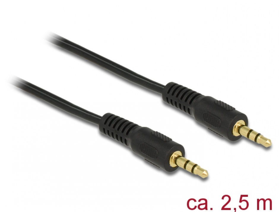 Cablu audio stereo Jack 3.5mm T-T 2.5m, Delock 84001 conectica.ro