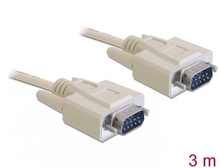 Cablu serial RS-232 D-sub 9 pini T-T 3m, Delock 84228 conectica.ro