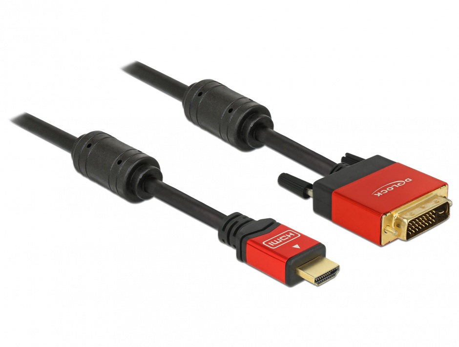 Cablu HDMI la DVI-D Single Link 18+1pini T-T Premium 3m, Delock 84343 18+1pini