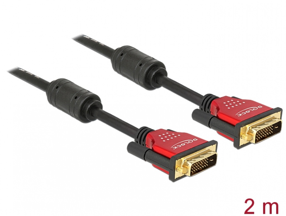 Cablu DVI-D Dual Link 24+1pini ecranat Premium 2m, Delock 84345 Delock 24+1pini imagine 2022 3foto.ro