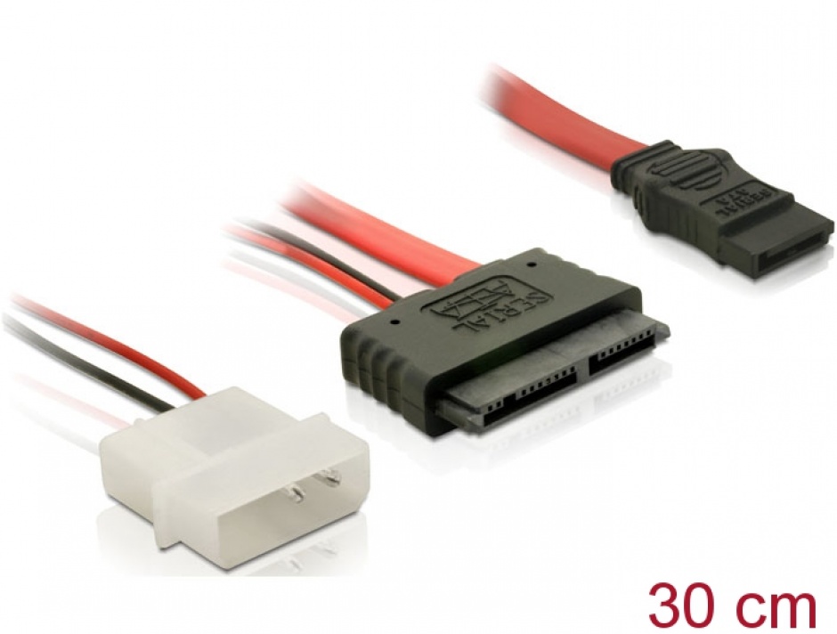 Cablu Micro SATA la alimentare 2 pini Molex 5V + SATA 30cm, Delock 84384 conectica.ro
