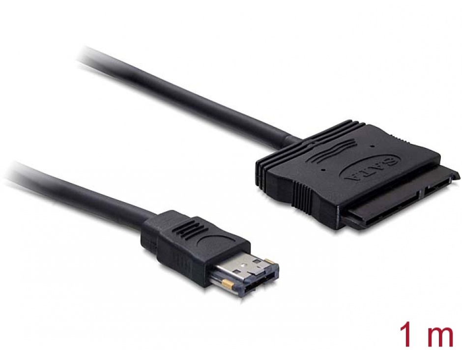 Cablu eSATAp 12V la SATA 22 pini HDD 2.5/3.5″ 1m, Delock 84403 imagine noua