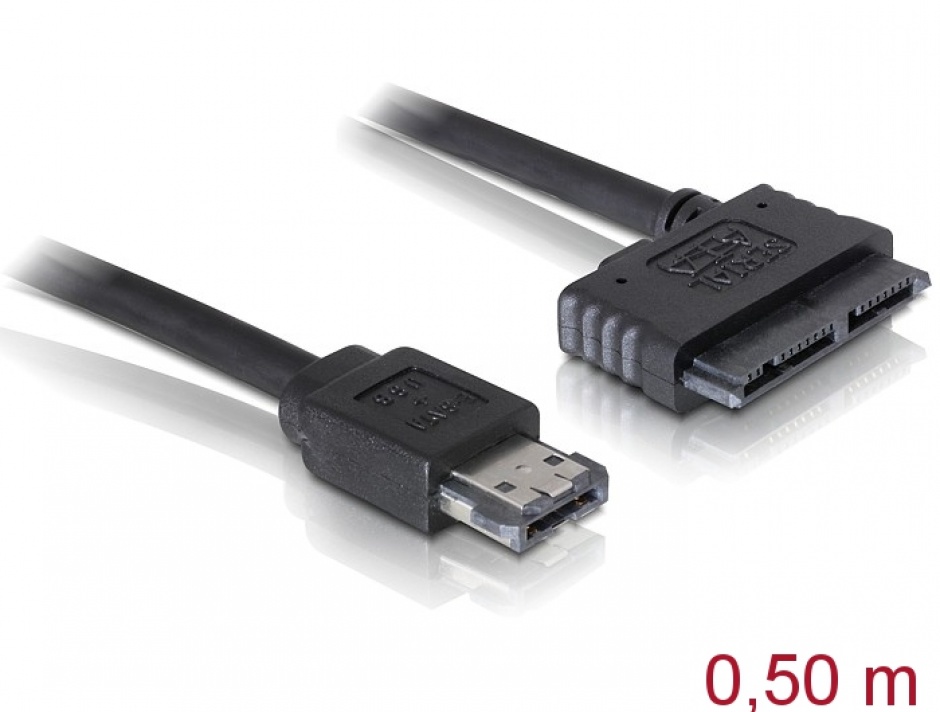 Cablu eSATAp la Micro SATA 16 pini 5V 0.5m, Delock 84415 conectica.ro imagine noua 2022