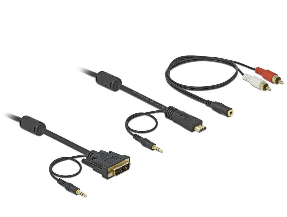 Cablu HDMI la DVI-D Single Link 18+1pini T-T cu audio 2m, Delock 84455 Delock 18+1pini imagine 2022 3foto.ro