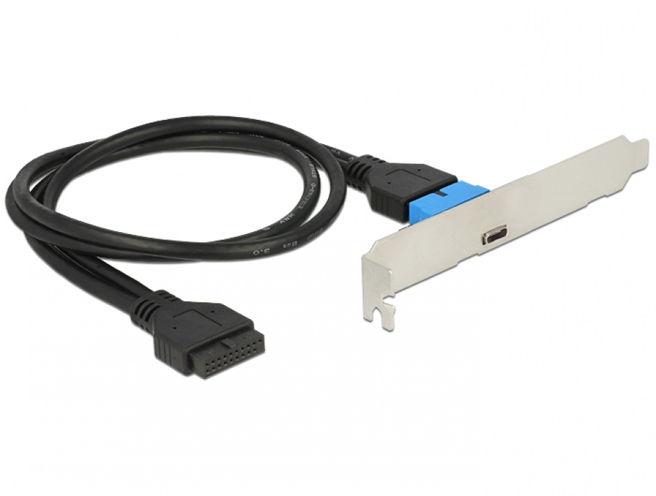 Bracket pin header USB 3.0 la 1 x USB tip C extern Low Profile, Delock 84755 conectica.ro