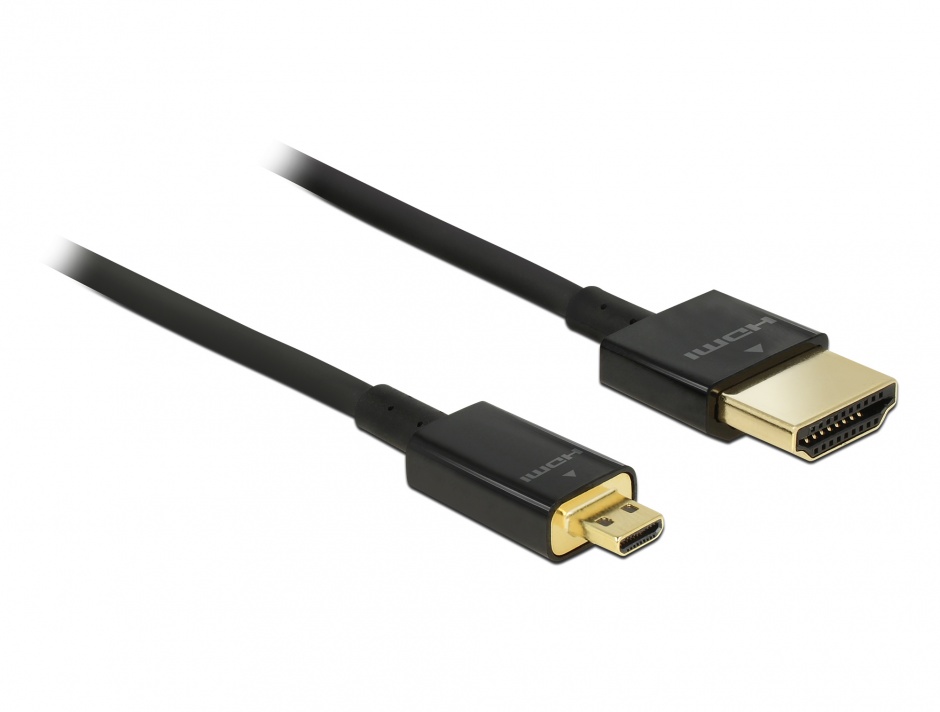 Cablu HDMI la micro HDMI-D T-T 3D 4K 1m Slim Premium, Delock 84781 84781