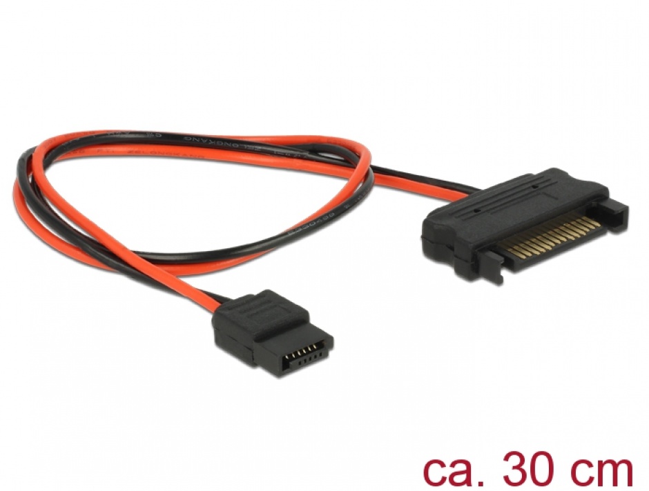Cablu de alimentare SATA 15 pini la Slim SATA 6 pini 30cm, Delock 84875 conectica.ro imagine noua 2022