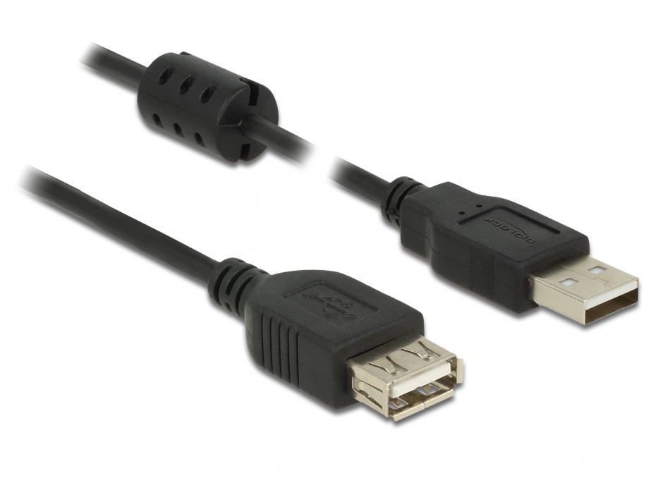Cablu prelungitor USB 2.0 T-M 0.5m Negru, Delock 84882 conectica.ro