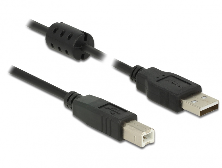 Cablu USB 2.0 de imprimanta la USB-B T-T 5m Negru, Delock 84899 2.0 imagine noua 2022