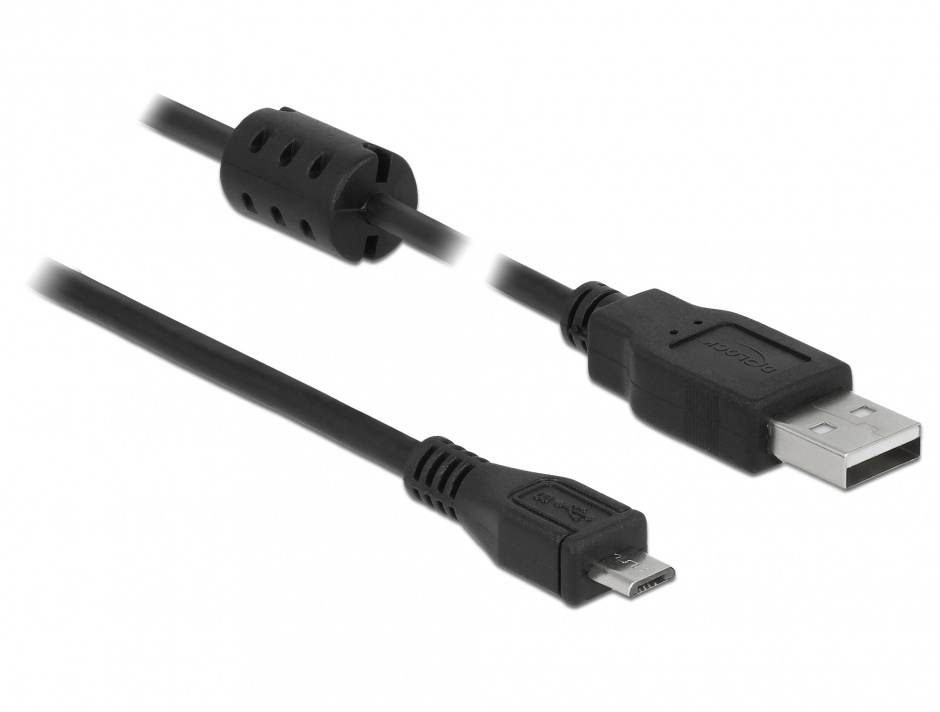 Cablu USB 2.0 la micro USB-B 5m Negru T-T, Delock 84910 conectica.ro