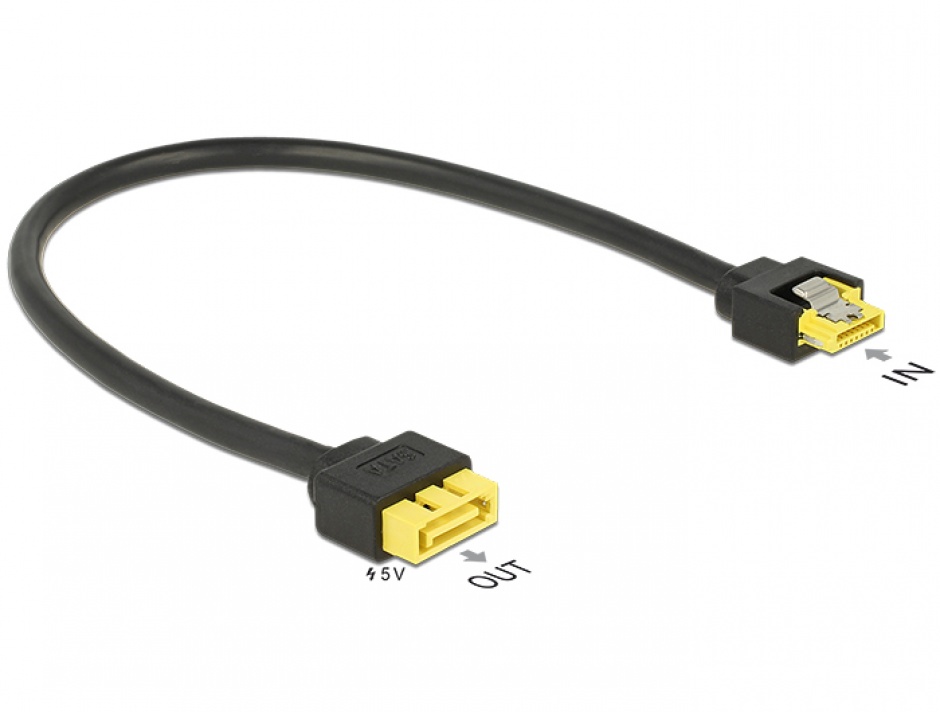 Cablu SATA 6 Gb/s 7 pini la conector de alimentare SATA 8 pini 0.3m, Delock 84946 imagine noua