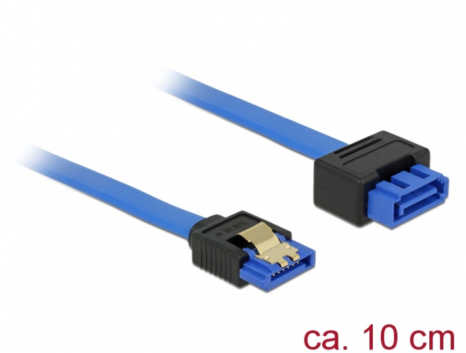 Cablu prelungitor SATA III 6 Gb/s T-M bleu latchtype 10cm, Delock 84970