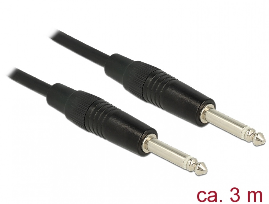 Cablu jack 6.35 mm mono t-t 3m, delock 85050