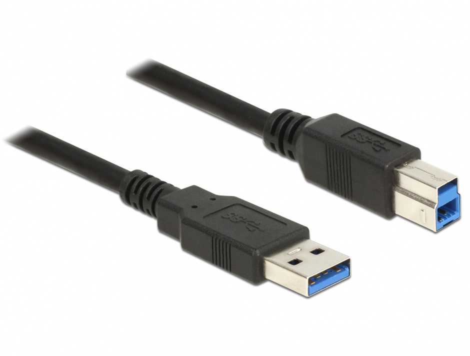 Cablu USB 3.0 A-B 1m Negru, Delock 85066 3.0