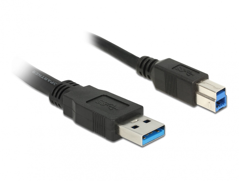 Cablu USB 3.0 A-B 1.5m Negru, Delock 85067 (1.5m) imagine noua 2022