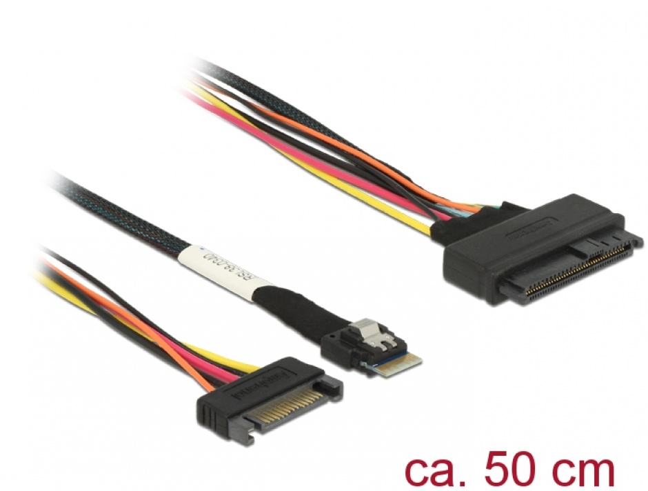 Cablu Slim SAS SFF-8654 4i la SAS SFF-8639 50cm, Delock 85082 imagine noua