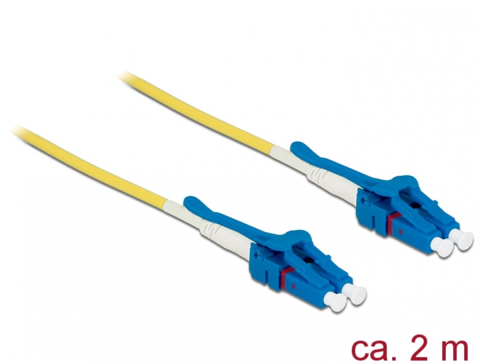 Cablu fibra optica LC – LC Singlemode OS2 Uniboot 2m, Delock 85084