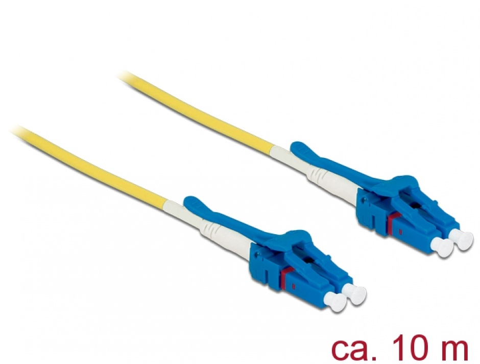 Cablu fibra optica LC – LC Singlemode OS2 Uniboot 10m, Delock 85087 conectica.ro