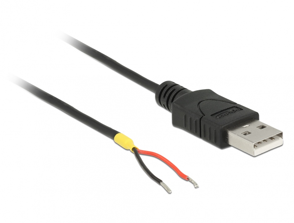 Cablu USB 2.0-A la 2 x fire deschise Raspberry Pi 10cm, Delock 85250 10cm imagine noua 2022