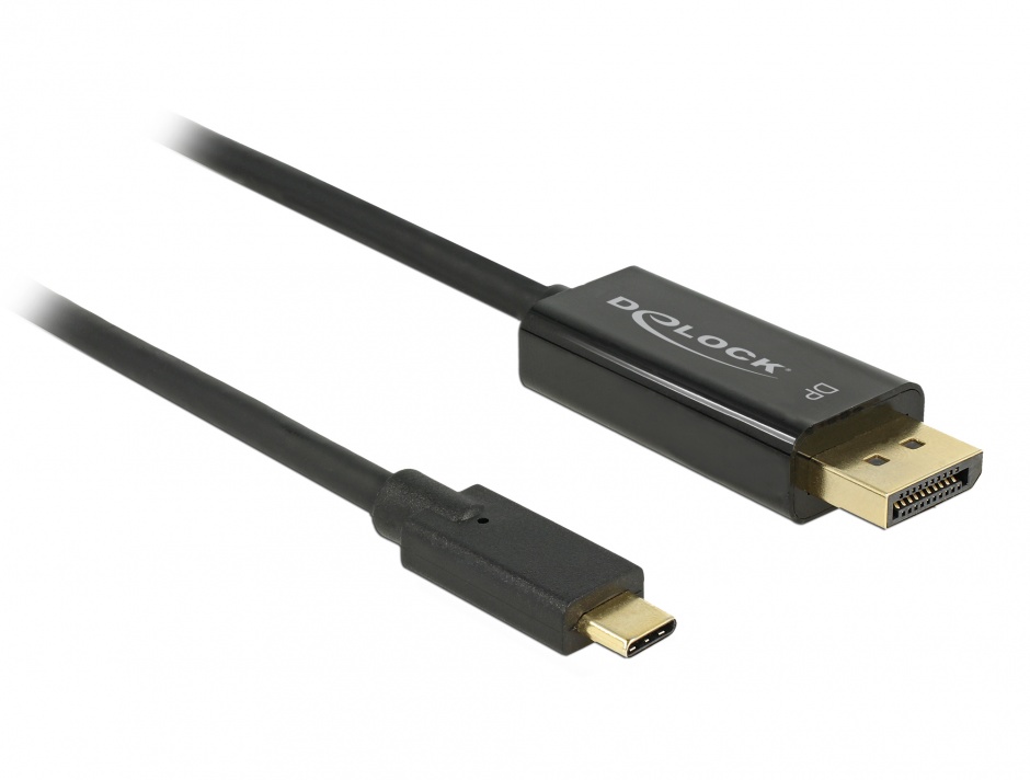 Cablu USB tip C la Displayport (DP Alt Mode) 4K 60 Hz T-T 2m, Delock 85256 imagine noua
