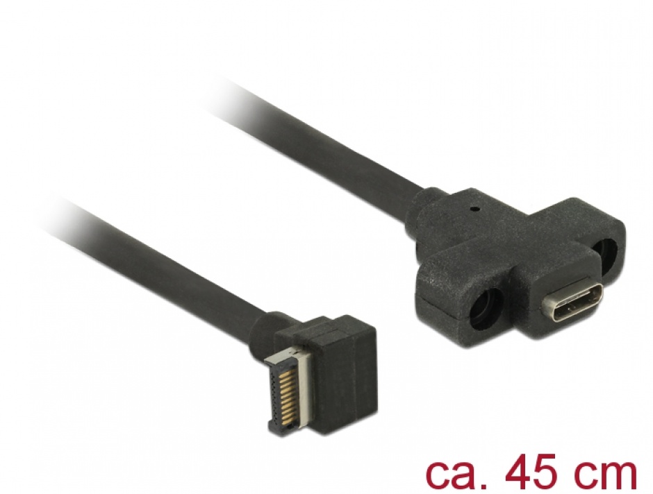 Cablu panel-mount USB 3.1 Gen 2 key A 20 pini T-M 45cm, Delock 85326 conectica.ro