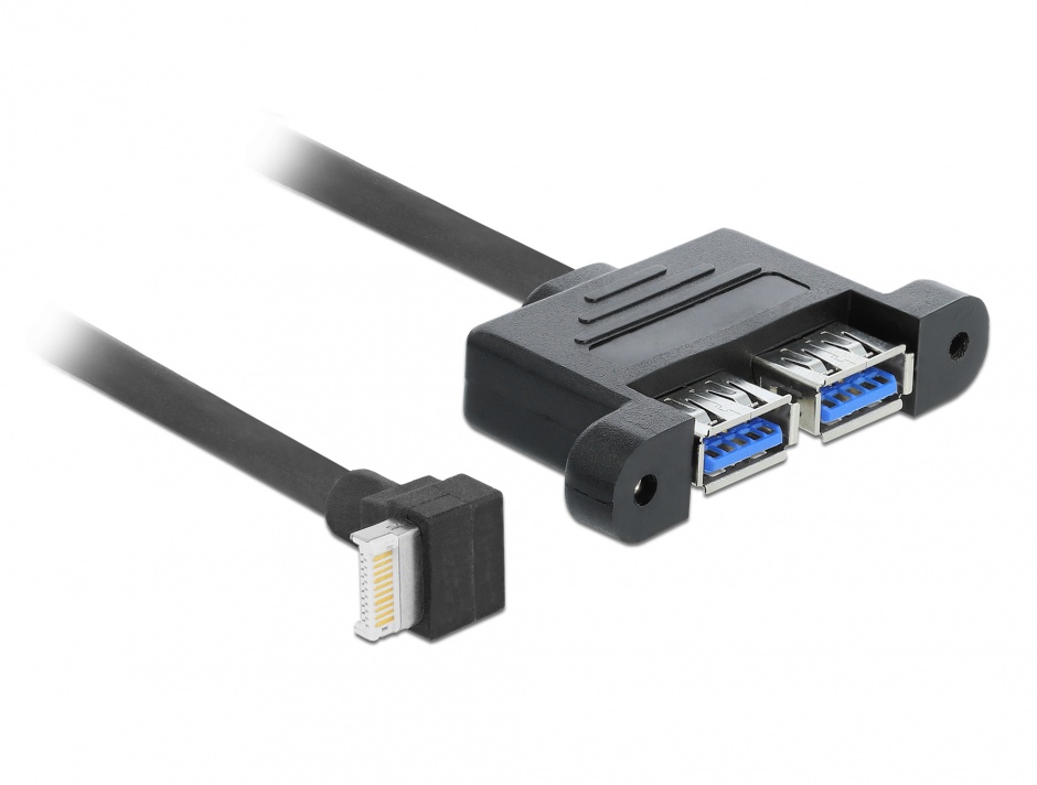 Cablu panel-mount USB 3.1 Gen 2 key B 20 pini la 2 x USB 3.1-A Gen 2 T-M 45cm, Delock 85327 imagine noua