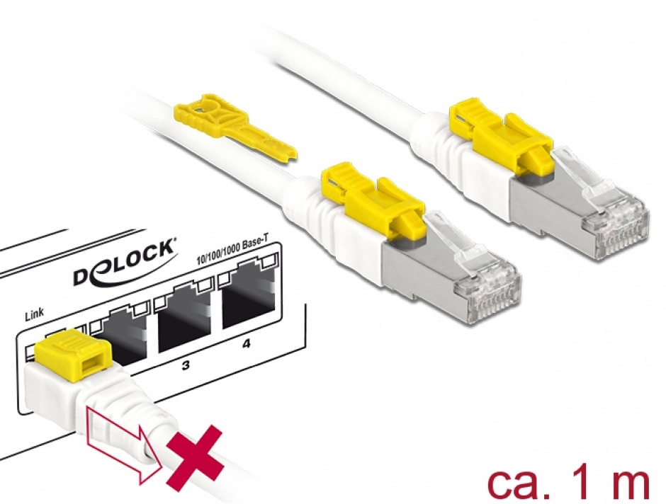 Cablu de retea RJ45 cat 6A cu sistem de blocare 1m, Delock 85331 1m