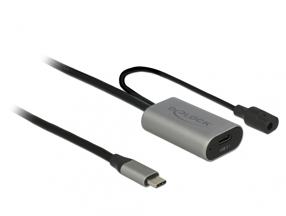 Cablu prelungitor USB 3.1-C Gen 1 activ 5m T-M Negru, Delock 85392 3.1-C